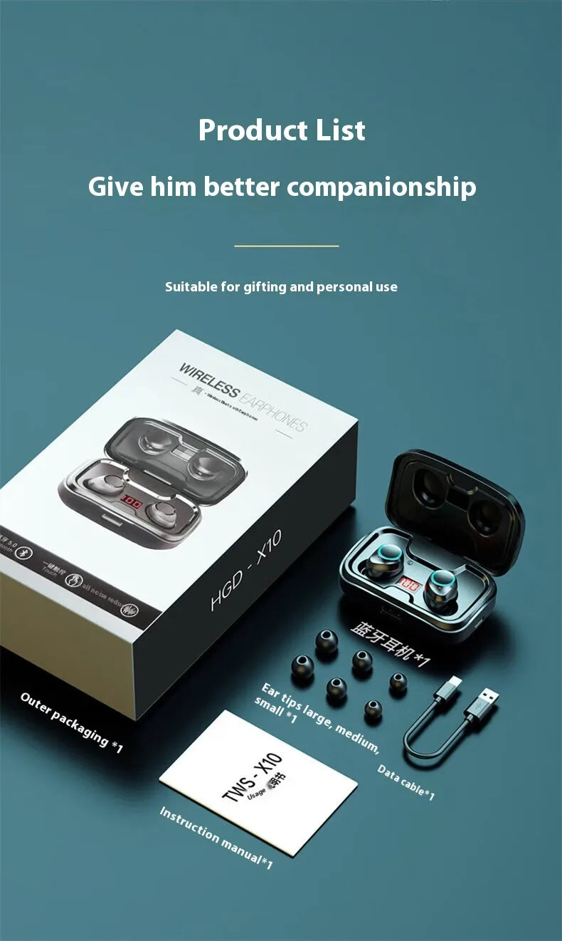 Wireless Bluetooth Earbuds with LED Display – Long Battery Life