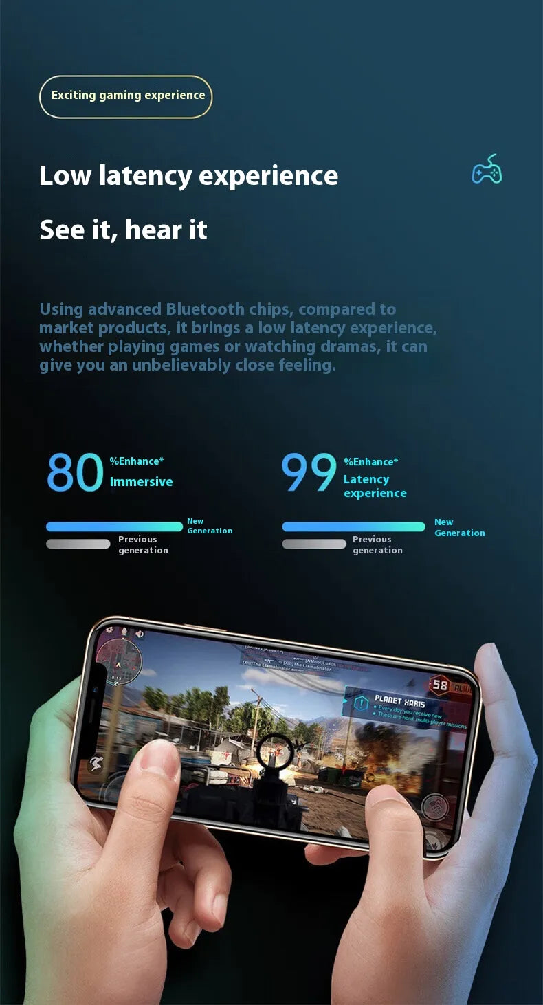 Wireless Bluetooth Earbuds with LED Display – Long Battery Life